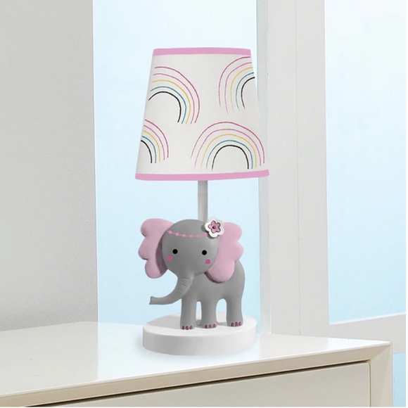 NEW LAMBS & IVY Rainbow Jungle Elephant Nursery Lamp with Shade & Bulb 243024B - Picture 4 of 13